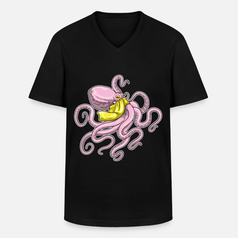 Krake Schal - Männer-T-Shirt mit V-Ausschnitt - Schwarz