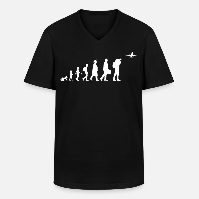 Evolution Flugzeugliebhaber - Männer-T-Shirt mit V-Ausschnitt - Schwarz