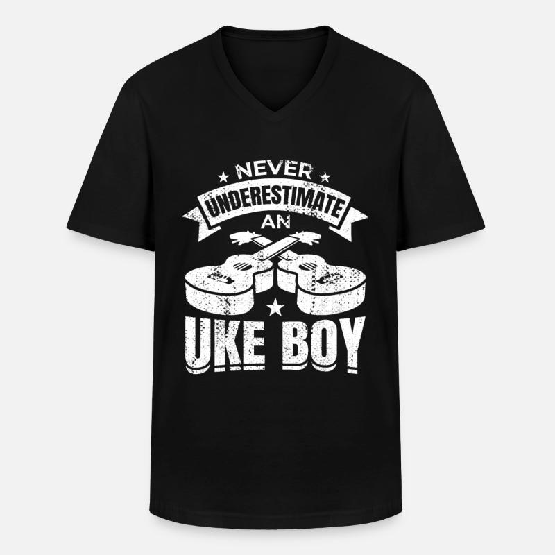 Kleiner Ukulelist - Männer-T-Shirt mit V-Ausschnitt - Schwarz