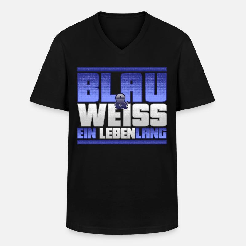 Blau Weiss ein Leben Lang - Männer-T-Shirt mit V-Ausschnitt - Schwarz