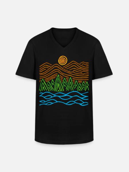 Paysage étrange - T-shirt col V Homme - noir