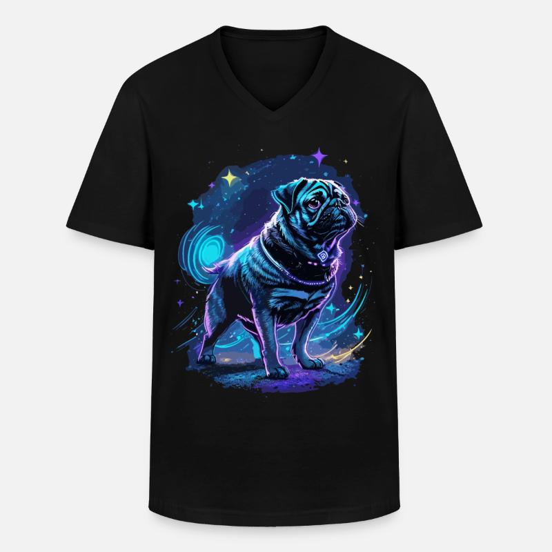 Mops Mitternachtszauber - Männer-T-Shirt mit V-Ausschnitt - Schwarz