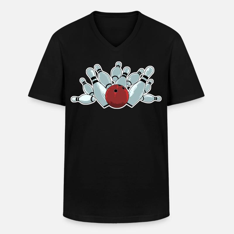 Bowling Strike - Männer-T-Shirt mit V-Ausschnitt - Schwarz