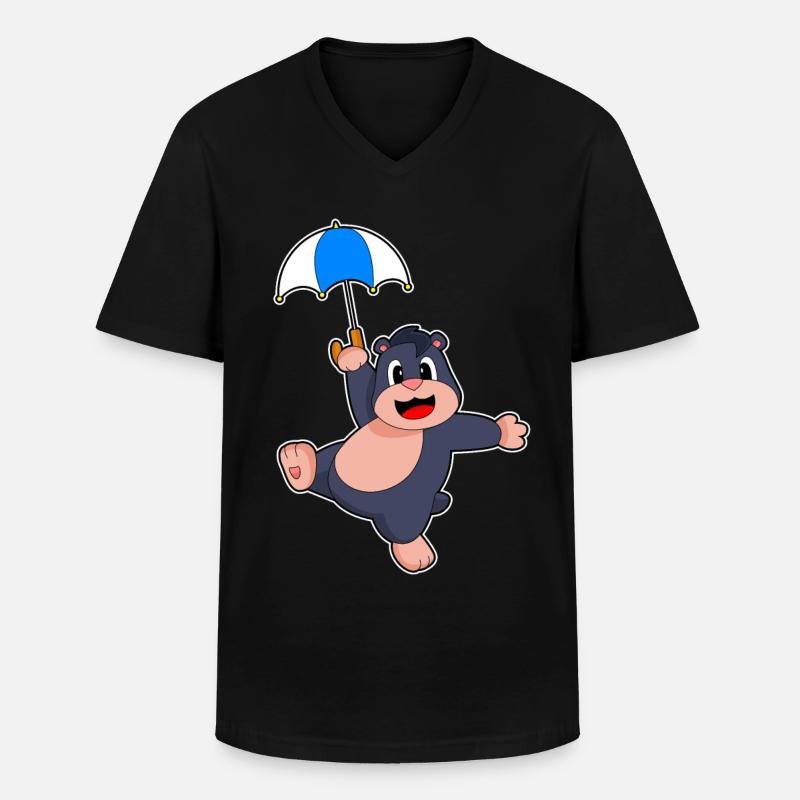 Maulwurf Regenschirm - Männer-T-Shirt mit V-Ausschnitt - Schwarz