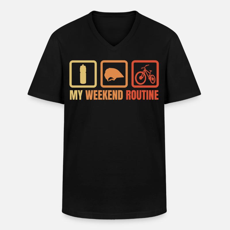 Meine Wochenendroutine - Männer-T-Shirt mit V-Ausschnitt - Schwarz