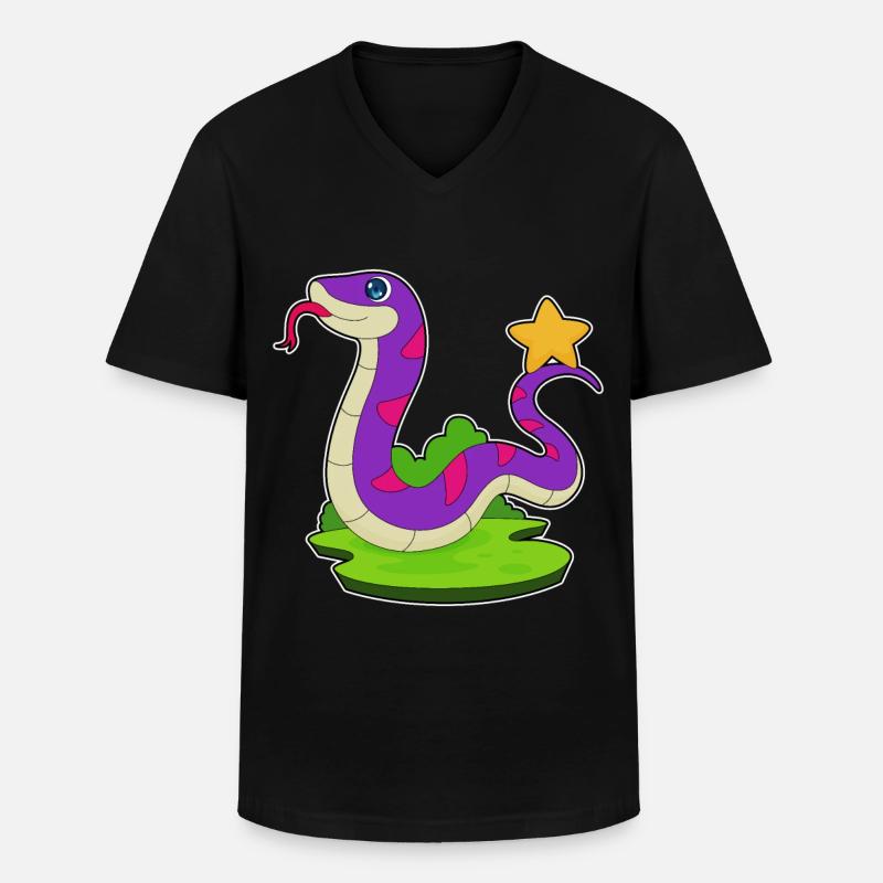 Schlange Stern - Männer-T-Shirt mit V-Ausschnitt - Schwarz