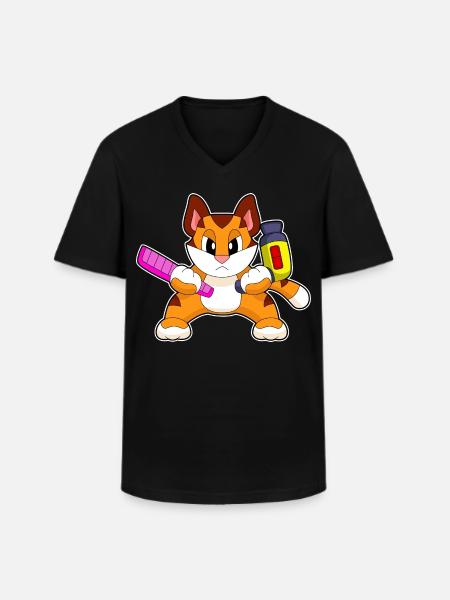 Tiger Coiffeur Peigne Sèche-cheveux - T-shirt col V Homme - noir