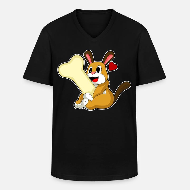 Hund Knochen - Männer-T-Shirt mit V-Ausschnitt - Schwarz