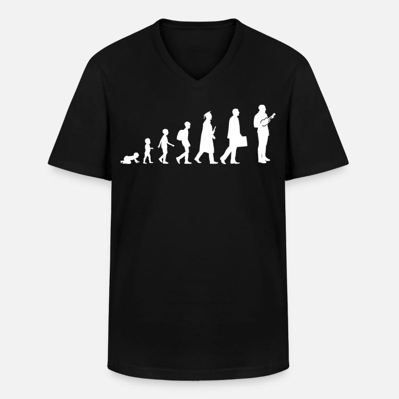 Evolution Ukulele - Männer-T-Shirt mit V-Ausschnitt - Schwarz