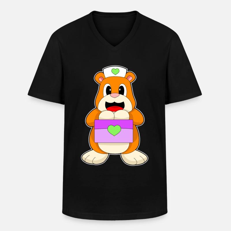 Hamster Krankenschwester Box - Männer-T-Shirt mit V-Ausschnitt - Schwarz