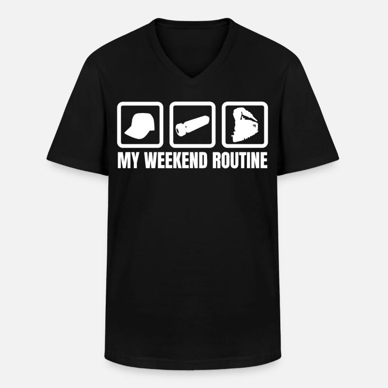 Meine Wochenendroutine - Männer-T-Shirt mit V-Ausschnitt - Schwarz