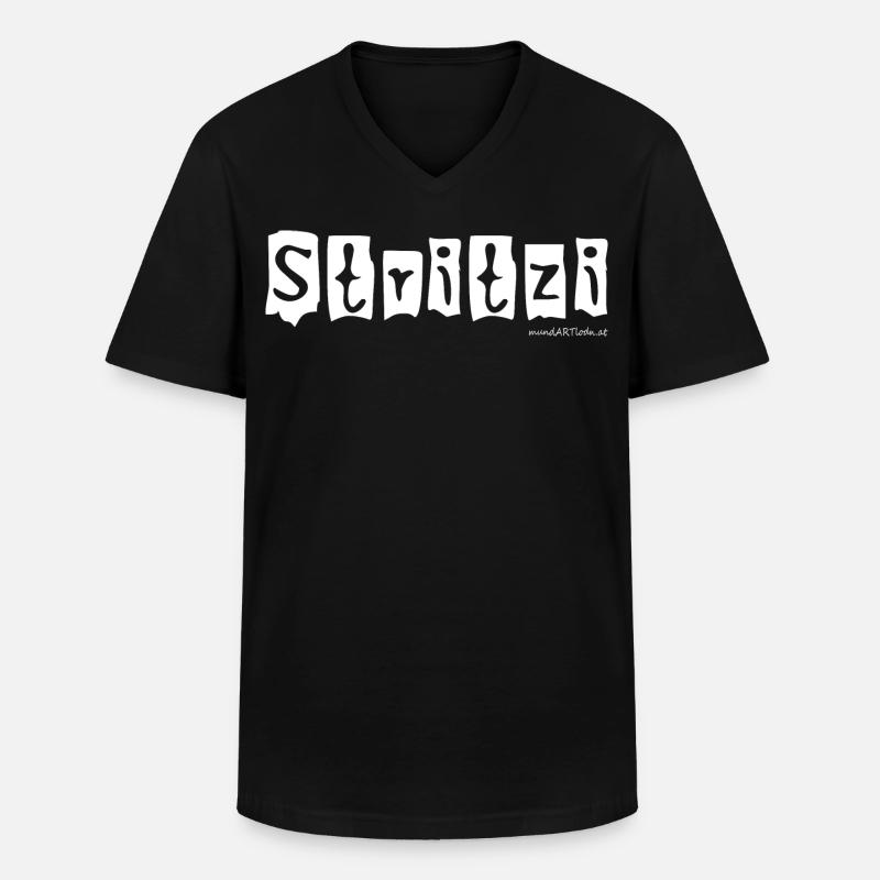 Stritzi - Strolch, cheeky, Austrian dialect - Men's V-Neck T-Shirt - black