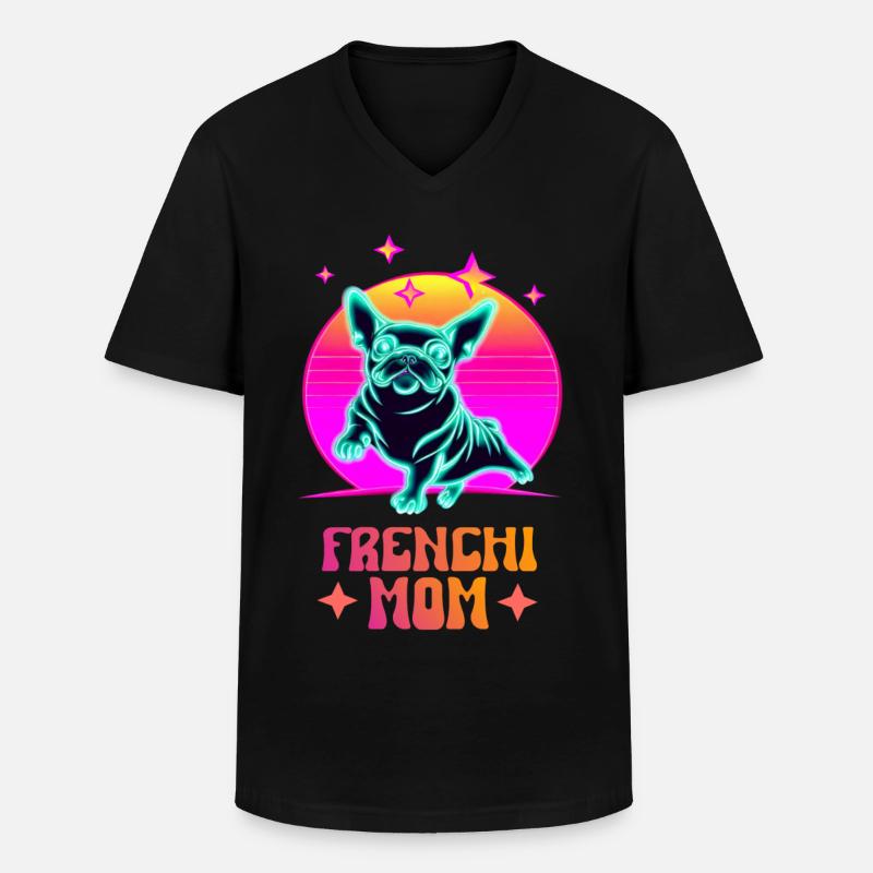 Frenchie Mom - Männer-T-Shirt mit V-Ausschnitt - Schwarz