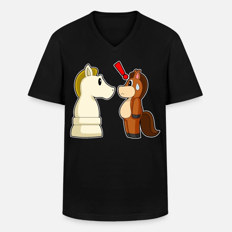 Pferd Schachfigur Springer Schach - Männer-T-Shirt mit V-Ausschnitt - Schwarz