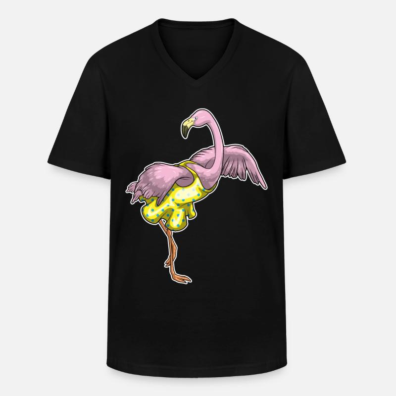 Flamingo Polka Dots Kleid - Männer-T-Shirt mit V-Ausschnitt - Schwarz