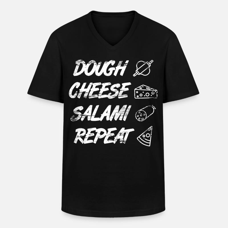 Dough Cheese Salami Repeat - Männer-T-Shirt mit V-Ausschnitt - Schwarz