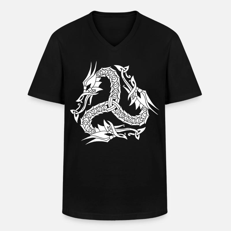 Keltische Weiße Hydra - Männer-T-Shirt mit V-Ausschnitt - Schwarz