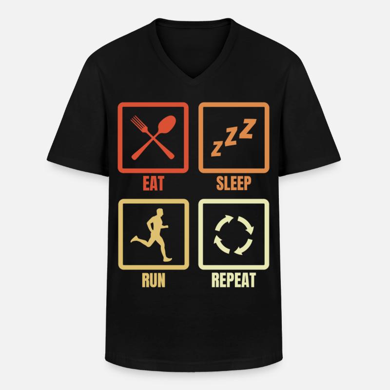 Eat Sleep Run Repeat - Männer-T-Shirt mit V-Ausschnitt - Schwarz