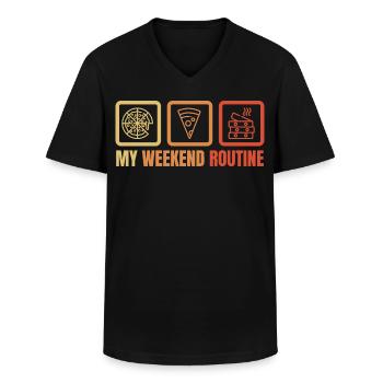 Amateurs de pizza - T-shirt col V Homme - noir - Devant - AI Model Male 178 dark (178cm)