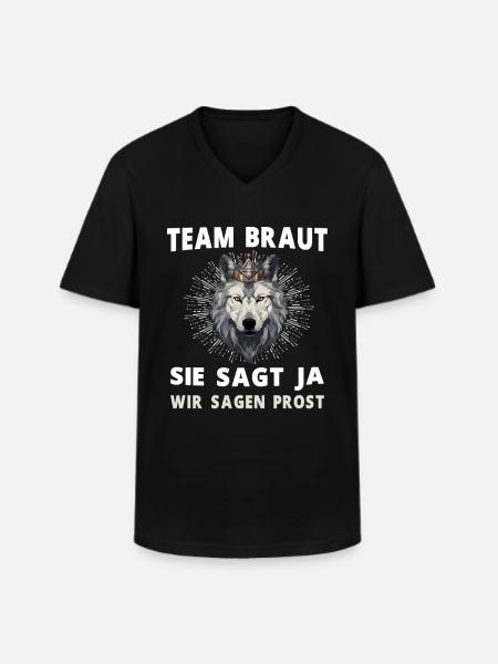 Hochzeit Junggesellenabschied Wolf Braut Bräutigam - Männer-T-Shirt mit V-Ausschnitt - Schwarz