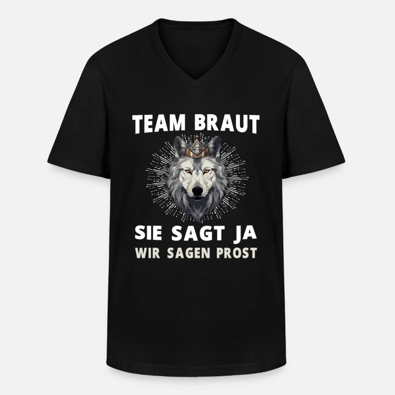 Hochzeit Junggesellenabschied Wolf Braut Bräutigam - Männer-T-Shirt mit V-Ausschnitt - Schwarz