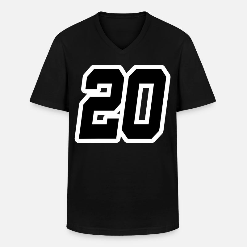 Nummer zwanzig 20 - Männer-T-Shirt mit V-Ausschnitt - Schwarz