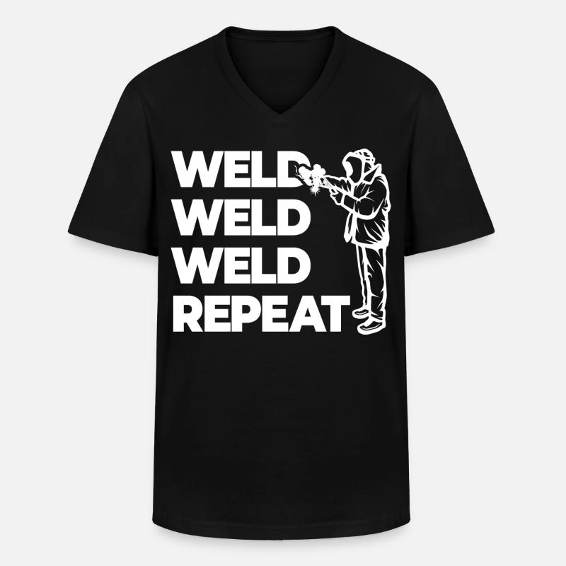 Weld Weld Weld Repeat - Männer-T-Shirt mit V-Ausschnitt - Schwarz
