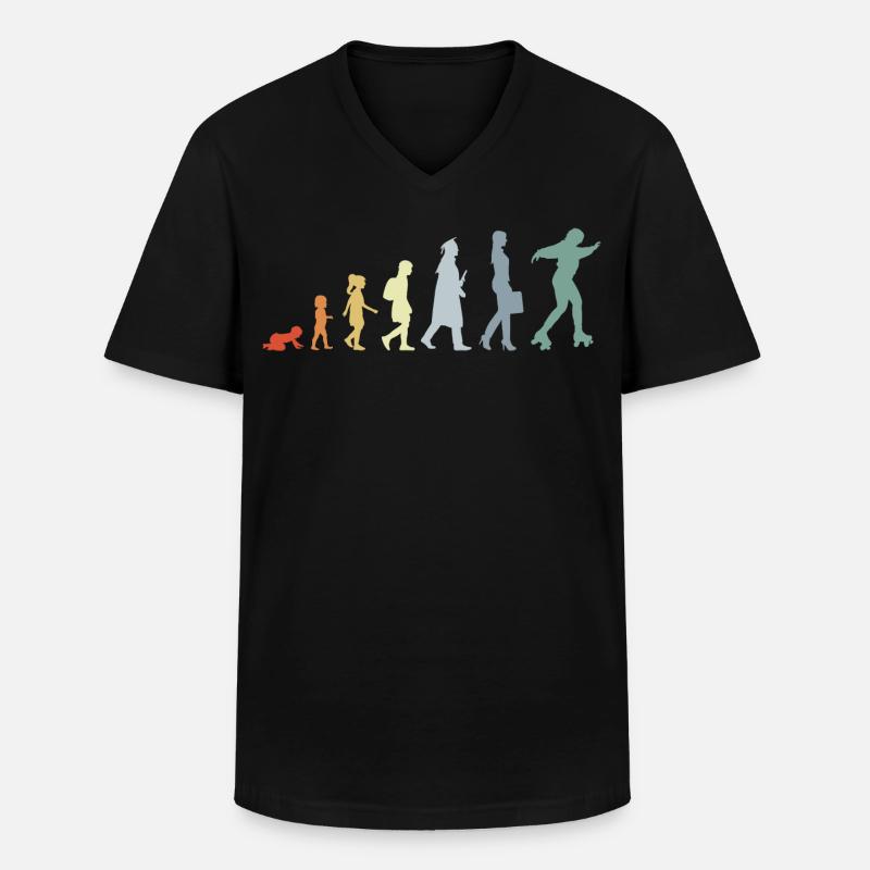 Roller Skater Evolution - Männer-T-Shirt mit V-Ausschnitt - Schwarz