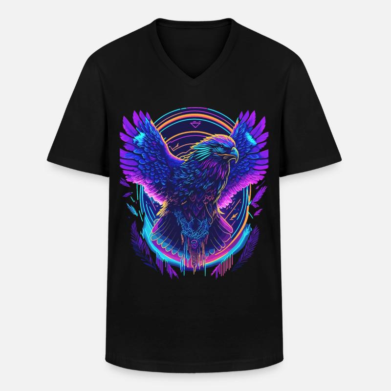 Flying Eagle Synthwave - Men's V-Neck T-Shirt - black
