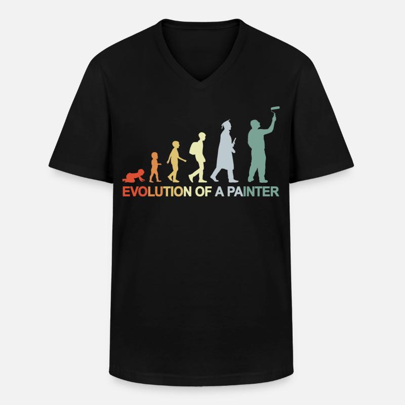 Maler Lackierer Evolution - Männer-T-Shirt mit V-Ausschnitt - Schwarz