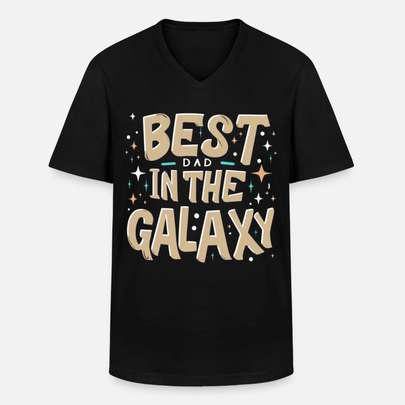 Bester Dad im Universum - Männer-T-Shirt mit V-Ausschnitt - Schwarz