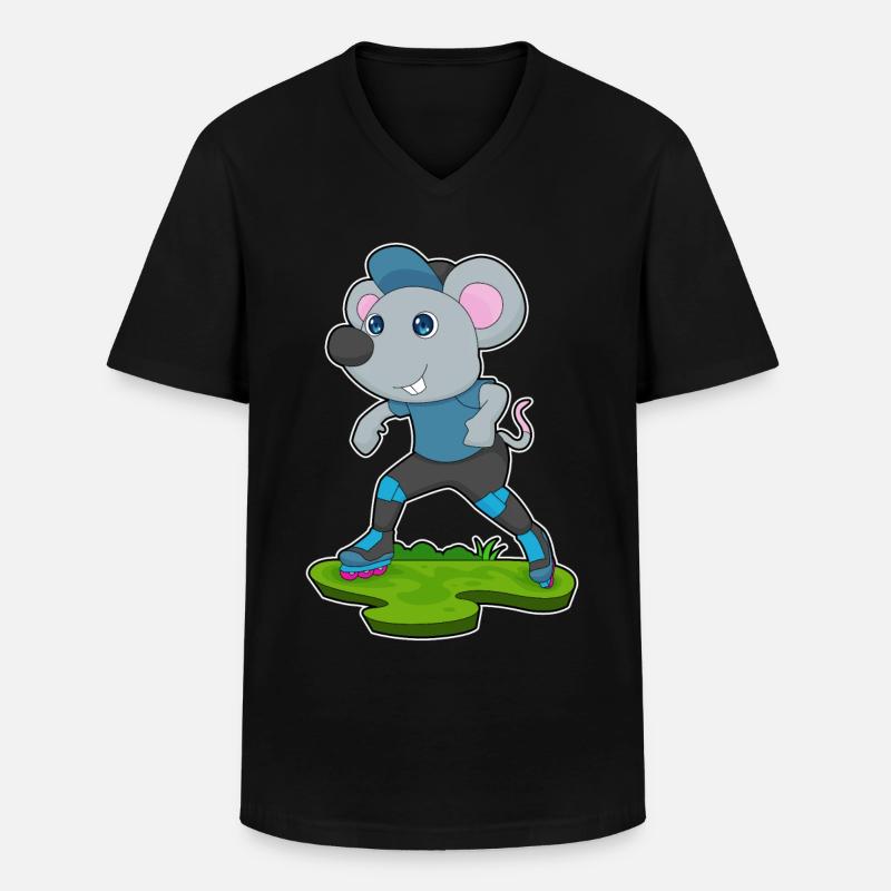 Maus Inline skating Inline skates - Männer-T-Shirt mit V-Ausschnitt - Schwarz