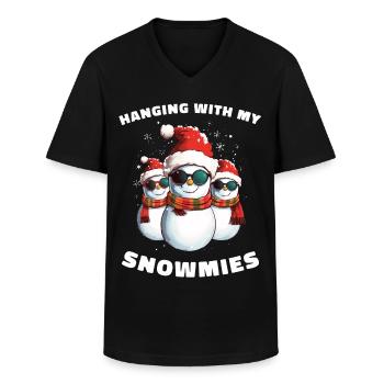 Hanging With My Snowmies Schneemann Weihnachten - Männer-T-Shirt mit V-Ausschnitt - Schwarz - Vorne - AI Model Male 178 dark (178cm)
