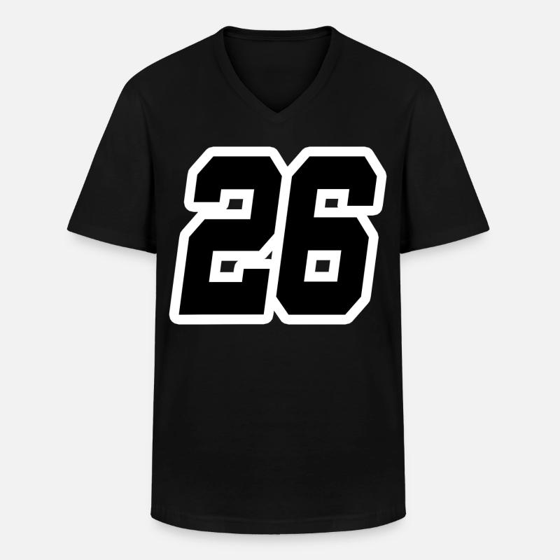 Nummer sechsundzwanzig 26 - Männer-T-Shirt mit V-Ausschnitt - Schwarz