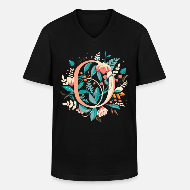 O typography floral - Männer-T-Shirt mit V-Ausschnitt - Schwarz