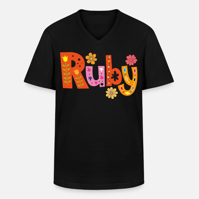 Personalized Ruby Name - Men's V-Neck T-Shirt - black