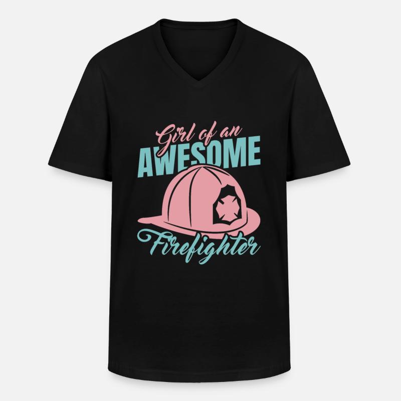 Mädchen eines tollen Feuerwehrmannes - Männer-T-Shirt mit V-Ausschnitt - Schwarz