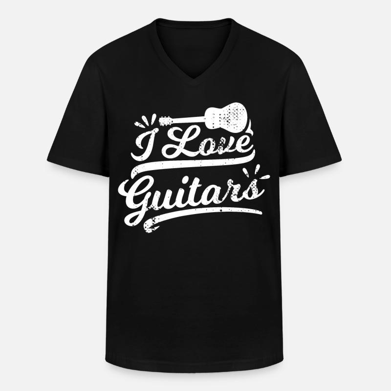 I Love Guitars - Männer-T-Shirt mit V-Ausschnitt - Schwarz