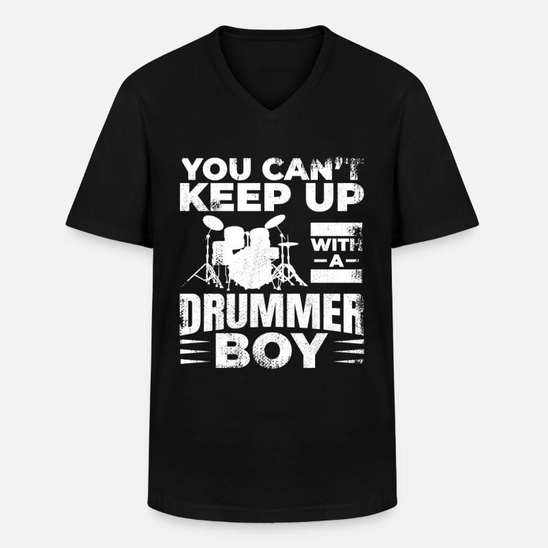 Drummer Junge - Männer-T-Shirt mit V-Ausschnitt - Schwarz