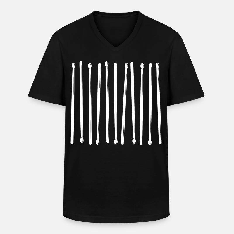 Drumsticks Vertikales Muster - Männer-T-Shirt mit V-Ausschnitt - Schwarz