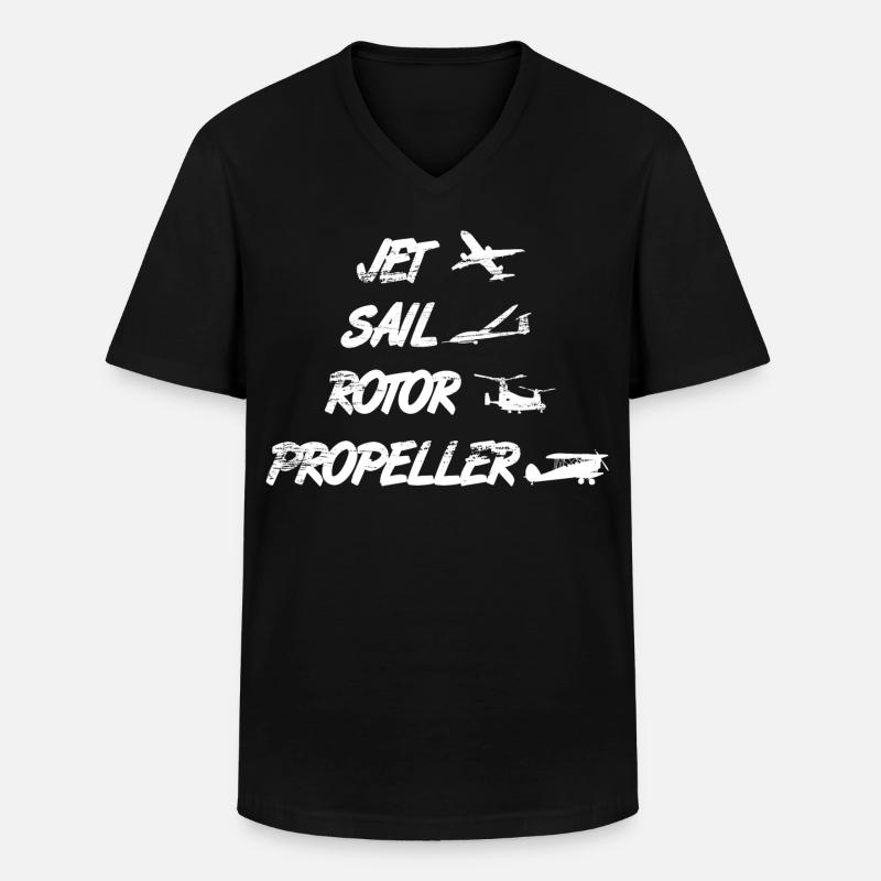 Düsen Segel Rotor Propellerflugzeug - Männer-T-Shirt mit V-Ausschnitt - Schwarz
