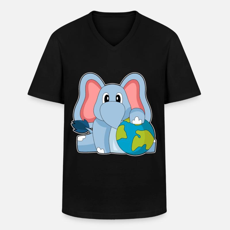 Elefant Erde - Männer-T-Shirt mit V-Ausschnitt - Schwarz