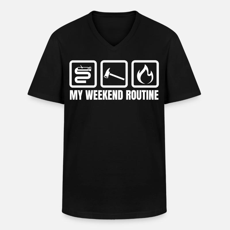 Weekend Routine Fire Brigade - Men's V-Neck T-Shirt - black