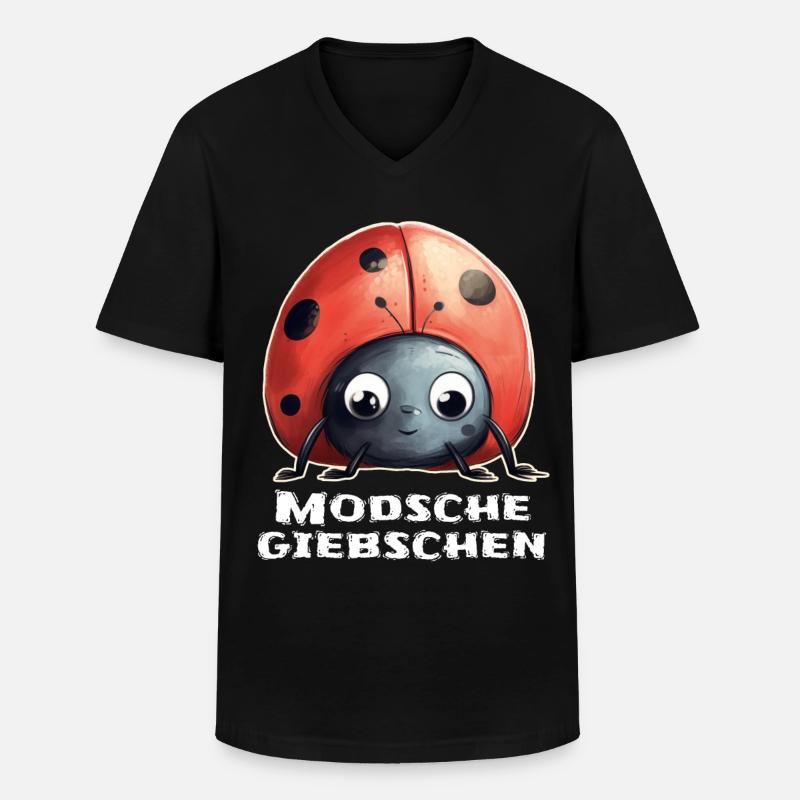 Modschegiebchen Marienkäfer Sächsisch Geschenk - Männer-T-Shirt mit V-Ausschnitt - Schwarz