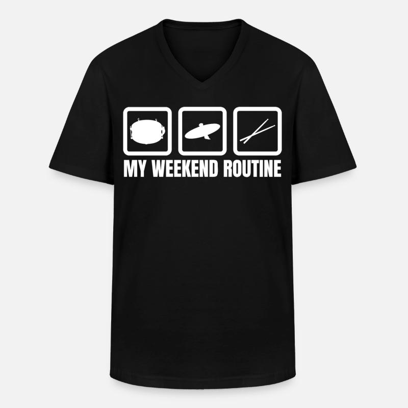 Schlagzeuger Wochenendroutine - Männer-T-Shirt mit V-Ausschnitt - Schwarz
