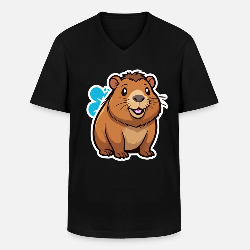 Capybara - Männer-T-Shirt mit V-Ausschnitt - Schwarz