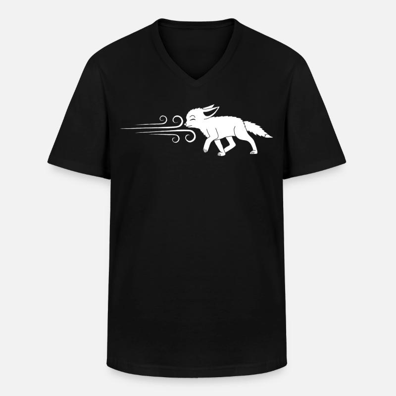 Der weiße Fuchs und der Wind - Männer-T-Shirt mit V-Ausschnitt - Schwarz