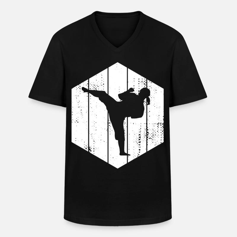 Karate Mädchen - Männer-T-Shirt mit V-Ausschnitt - Schwarz