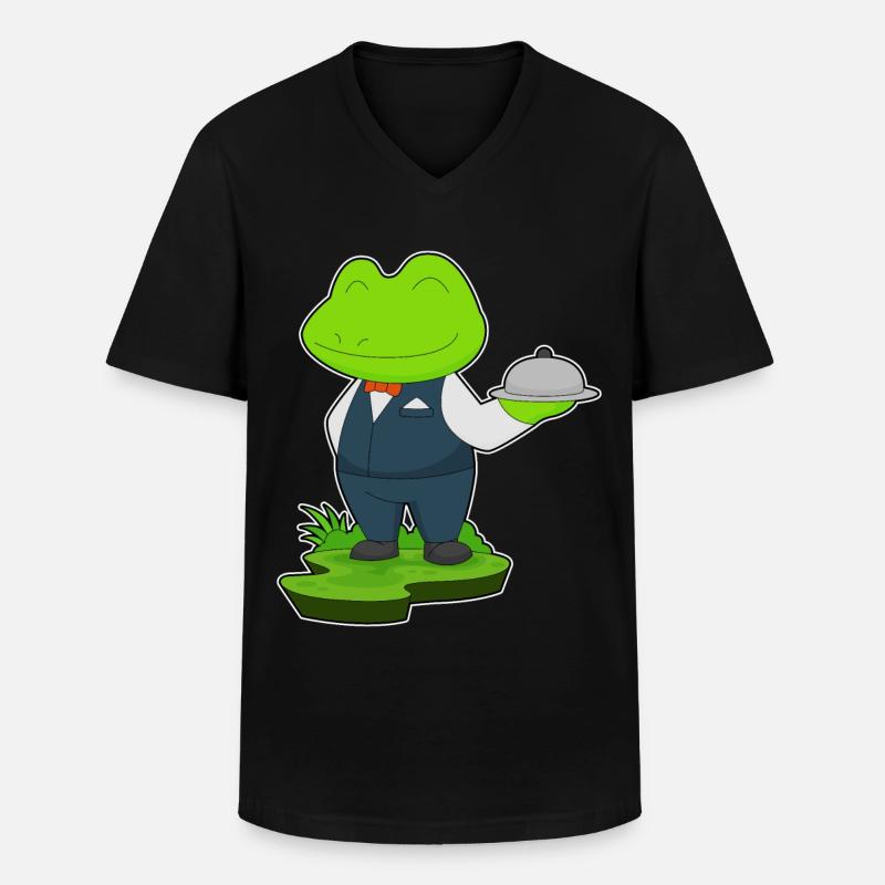 Frosch Kellner Servierplatte - Männer-T-Shirt mit V-Ausschnitt - Schwarz
