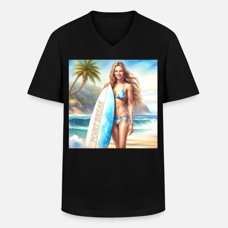 Mädchen Action Surf 2 - Männer-T-Shirt mit V-Ausschnitt - Schwarz